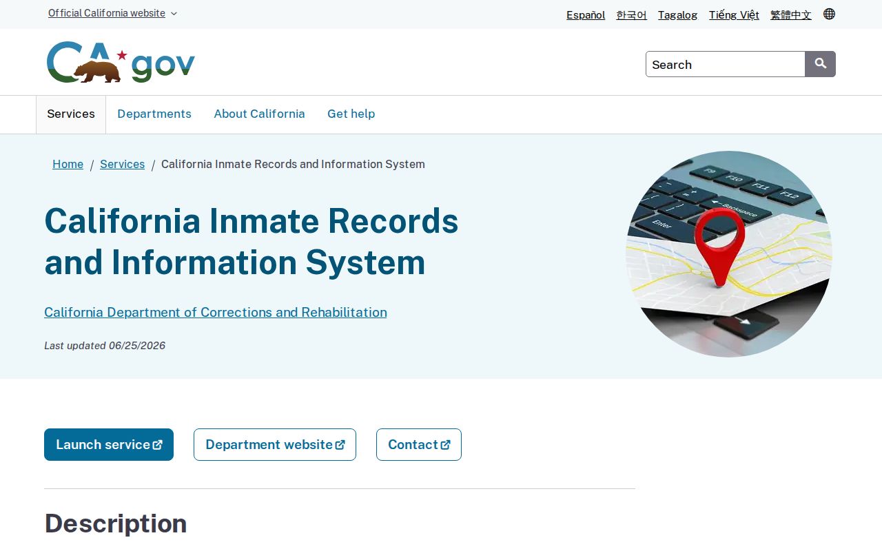 CDCR release date lookup fields for Los Angeles County state prison records